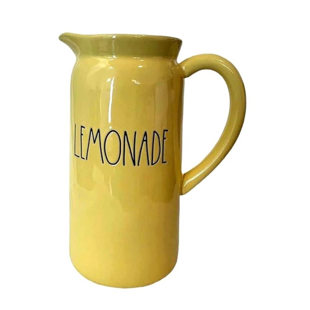 NEW Rae Dunn LEMONADE Drink Pitcher Ceramic Yellow Cottage Core Farmhouse